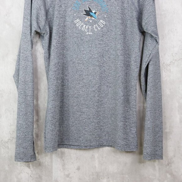 NHL San Jose Sharks Pullover Womens Size Small Gray Hockey Club Shirt Thumbholes - Picture 5 of 6